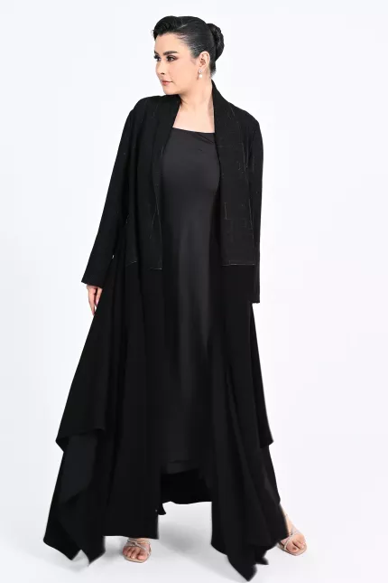 عباية كريب أسود 01017