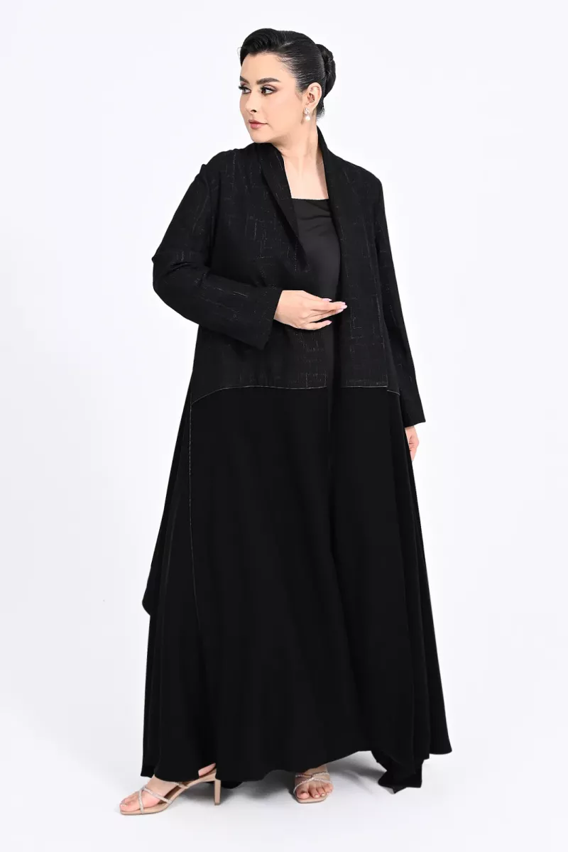 عباية كريب أسود 01017