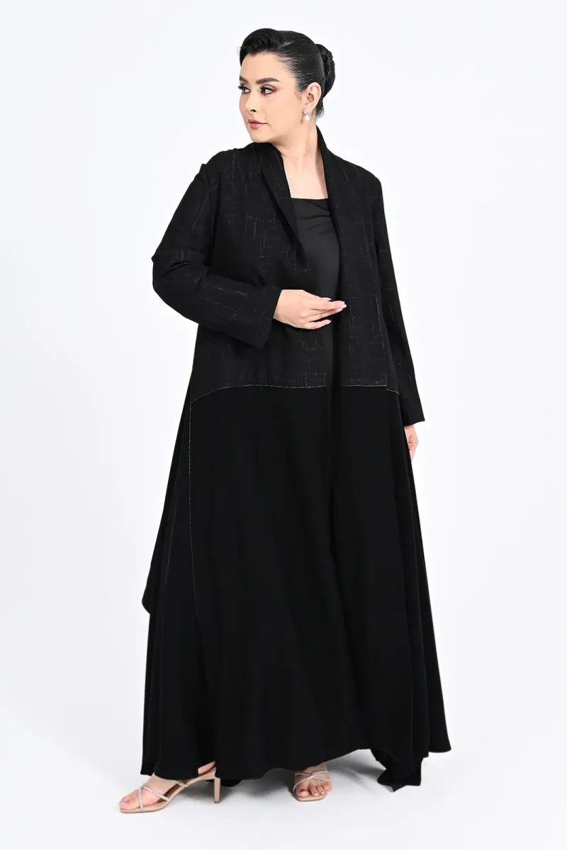 عباية كريب أسود 01017