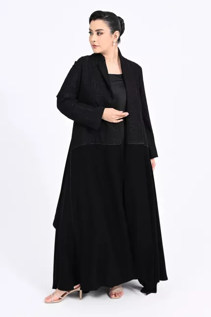 عباية كريب أسود 01017