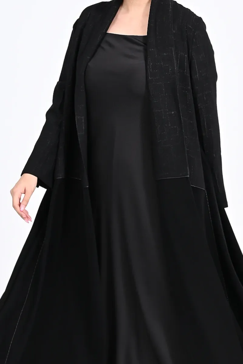 عباية كريب أسود 01017