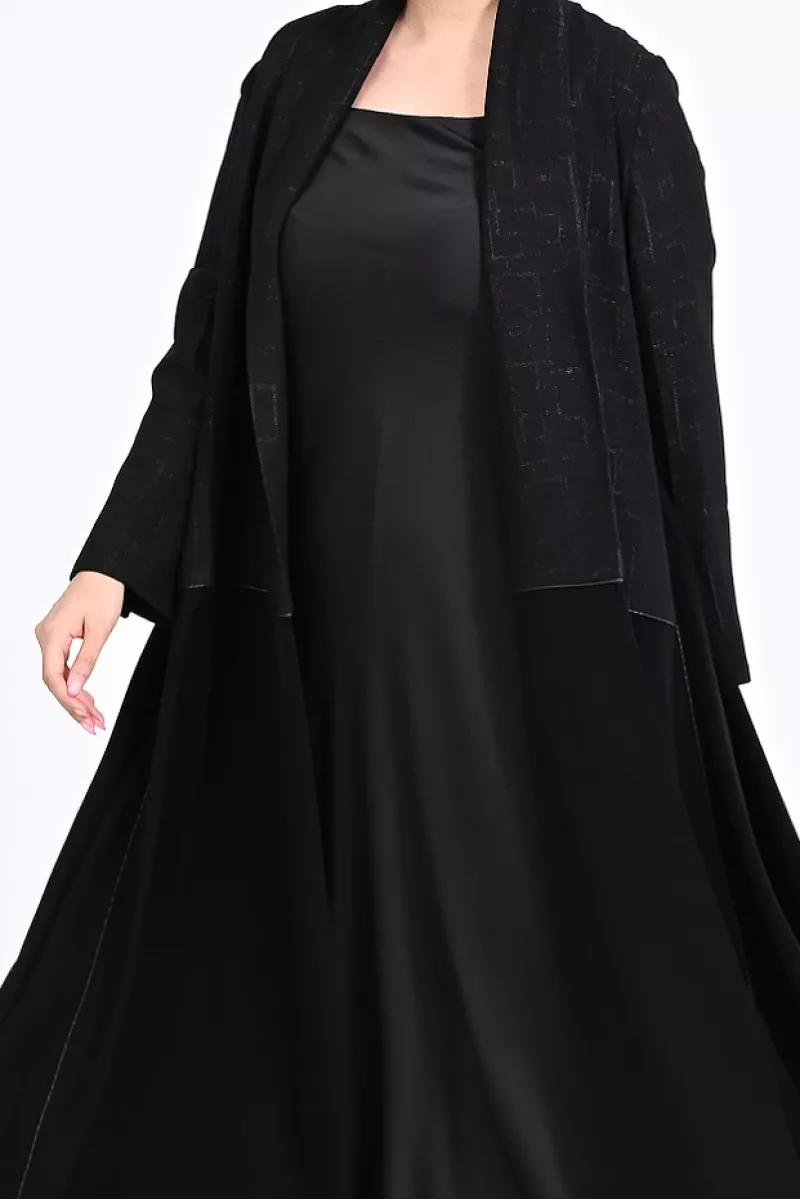 عباية كريب أسود 01017