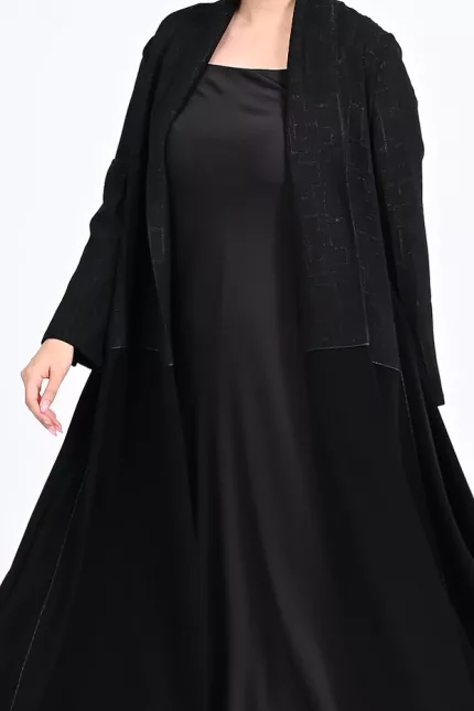عباية كريب أسود 01017