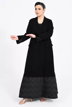 عباية كريب أسود و جاكار 01013