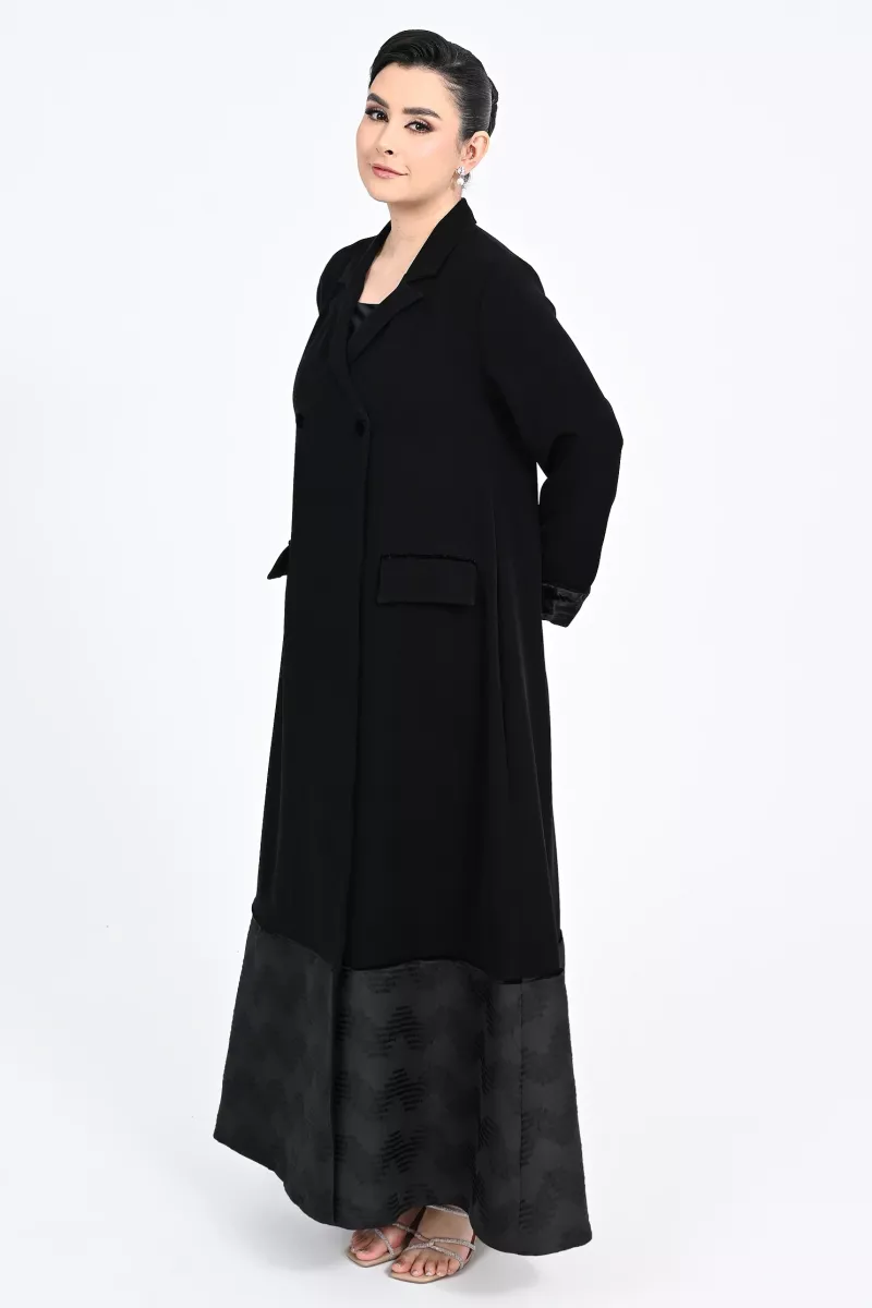 عباية كريب أسود و جاكار 01013