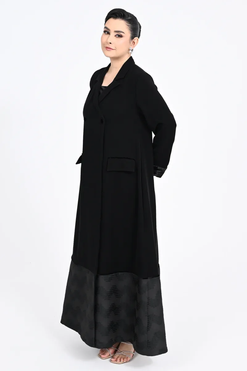 Abaya black Crepe and jakar 01013