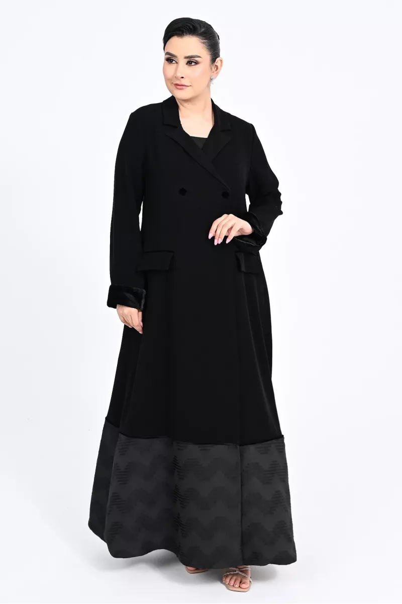 عباية كريب أسود و جاكار 01013