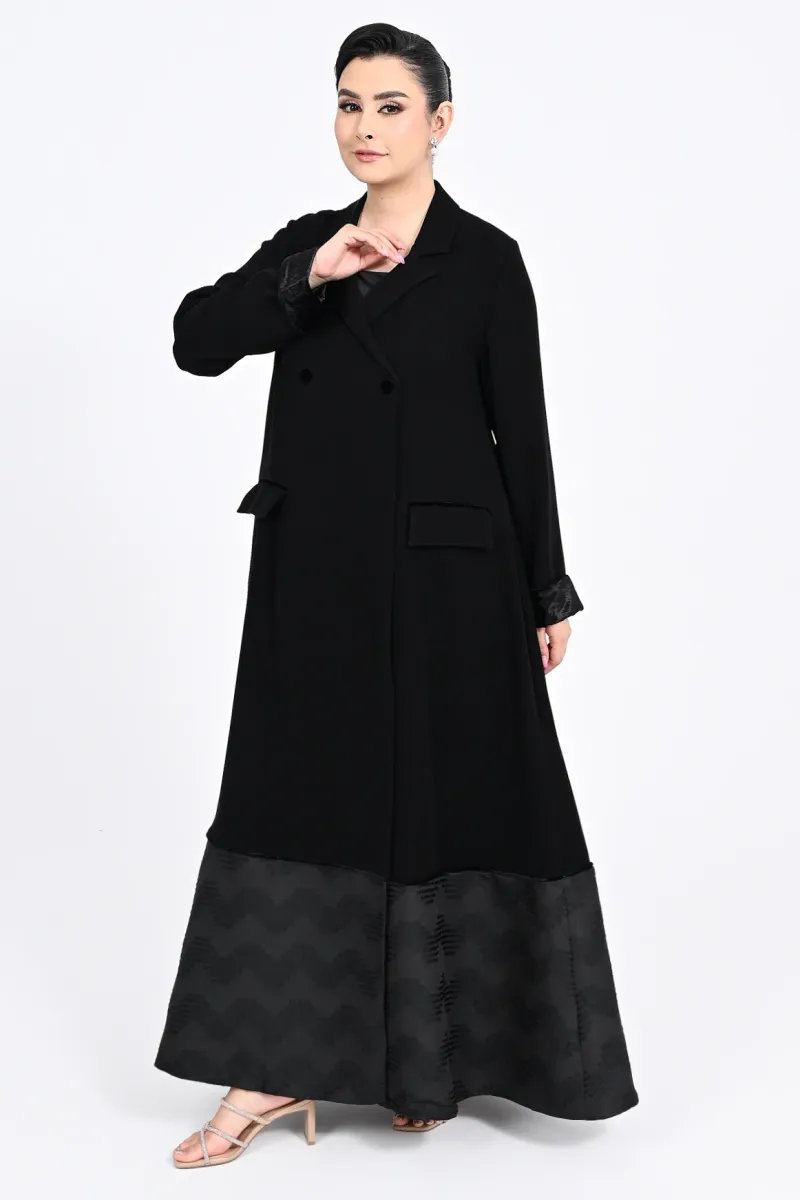 Abaya black Crepe and jakar 01013