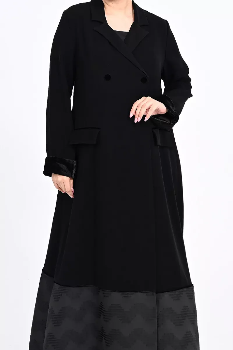 عباية كريب أسود و جاكار 01013