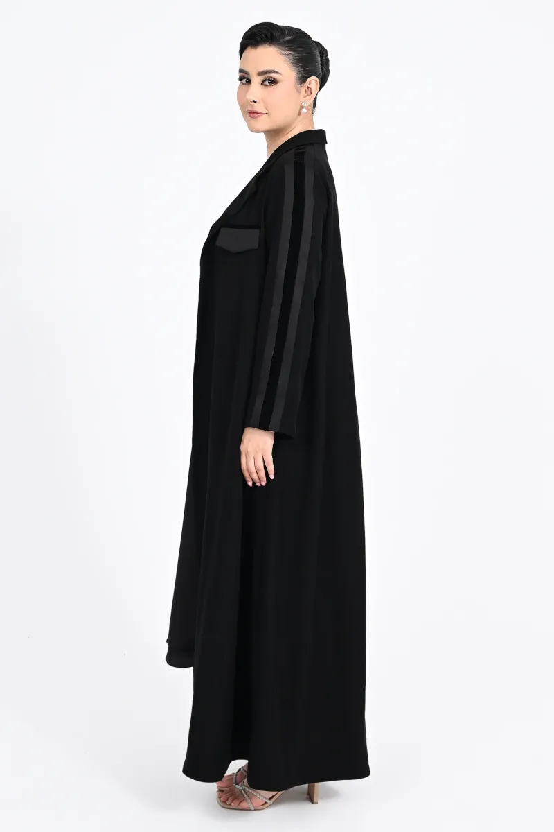 عباية كريب أسود مع جاكار 01012