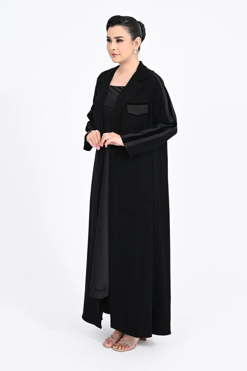 عباية كريب أسود مع جاكار 01012
