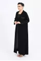 عباية كريب أسود مع جاكار 01012