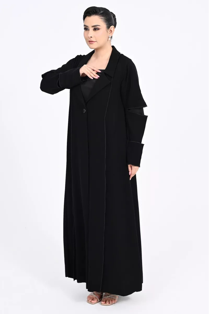 عباية كريب أسود 0109