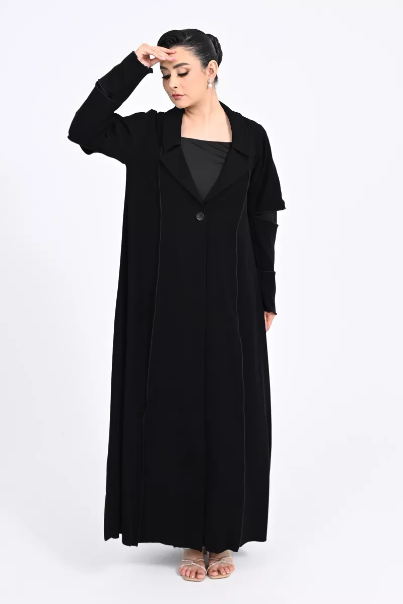 عباية كريب أسود 0109