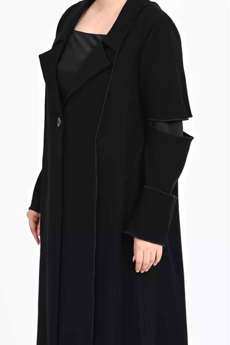 عباية كريب أسود 0109