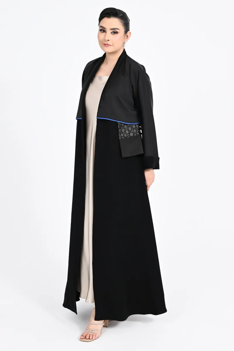 عباية كريب أسود مع جاكار 0108
