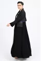 عباية كريب أسود مع جاكار 0108