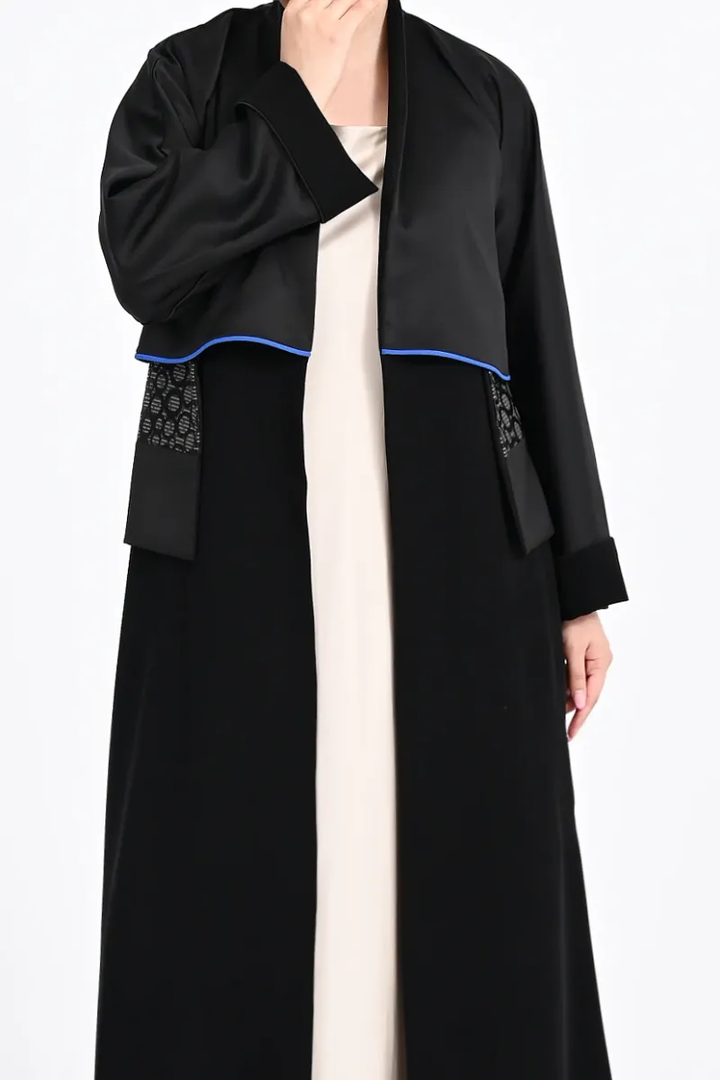 عباية كريب أسود مع جاكار 0108