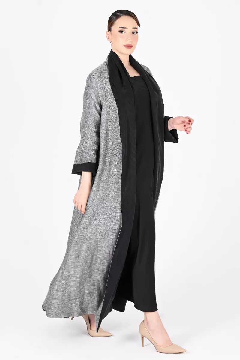 عباية تلبس من الجهتين لينين مع حرير 01023