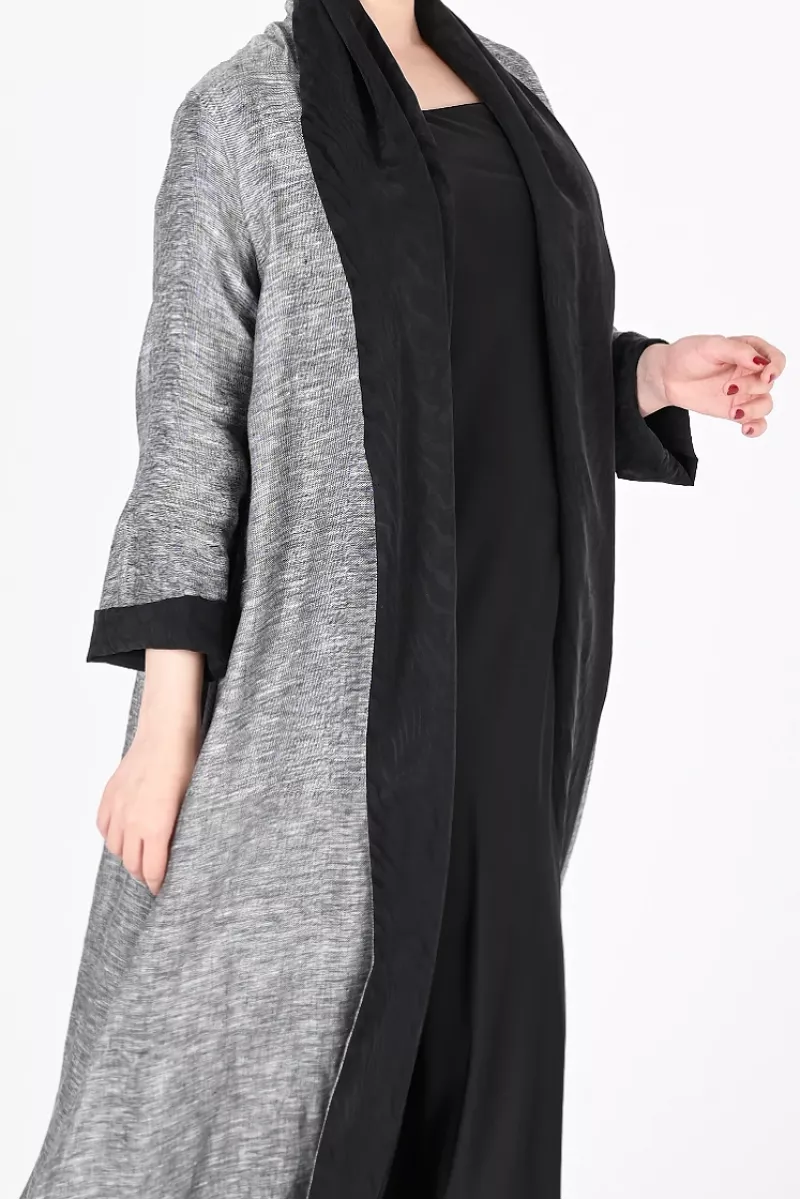 عباية تلبس من الجهتين لينين مع حرير 01023