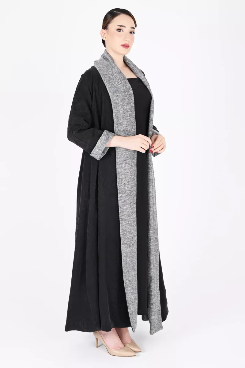 عباية تلبس من الجهتين لينين مع حرير 01023