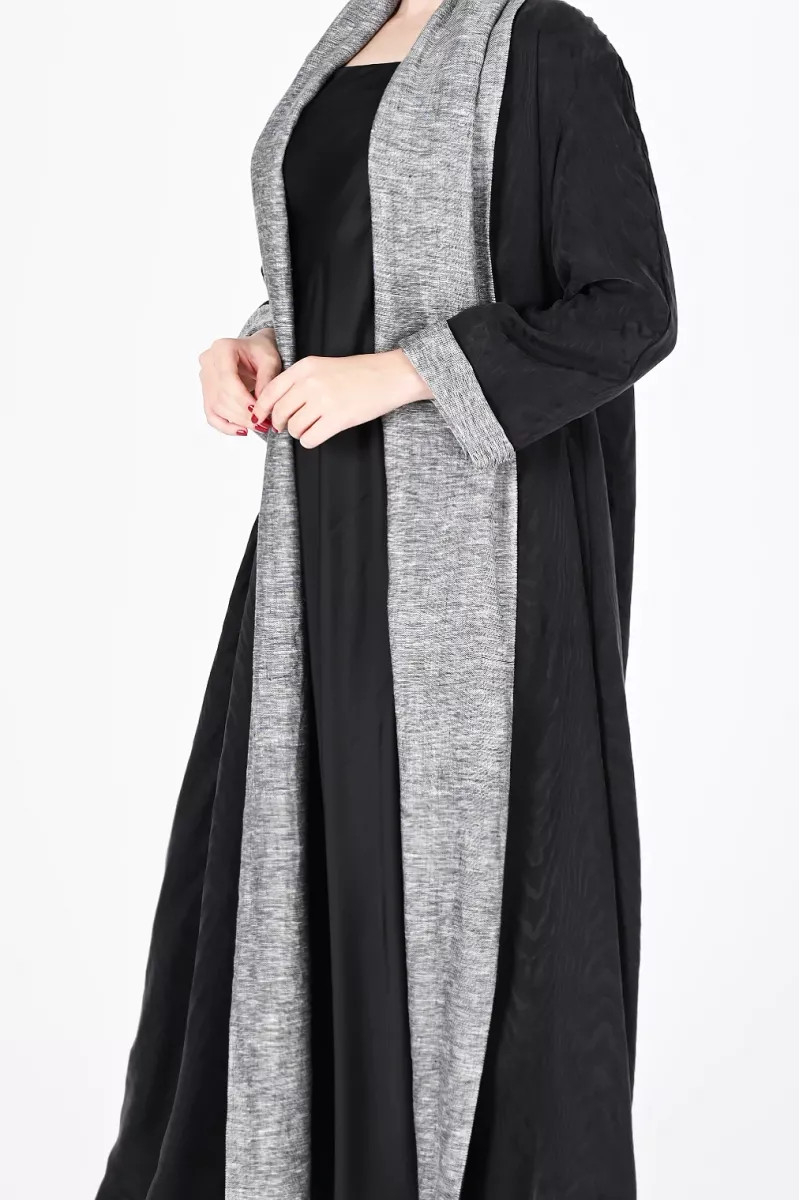 عباية تلبس من الجهتين لينين مع حرير 01023