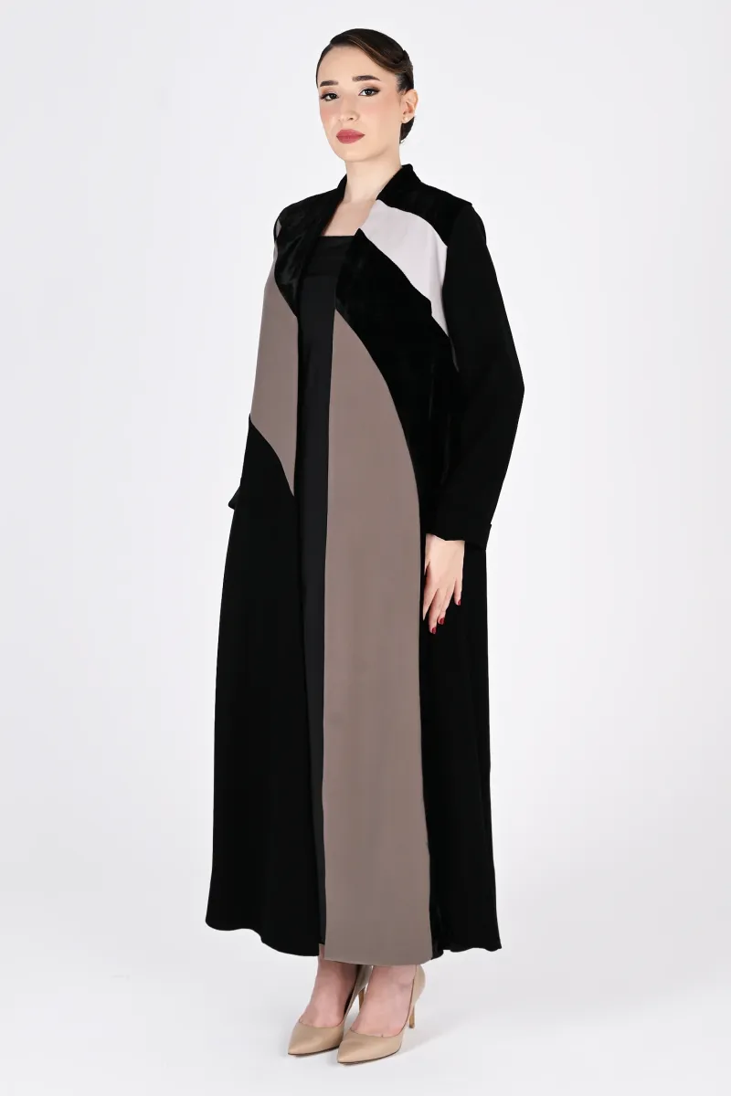 Abaya crepe and velvet 01042