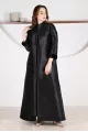 عباية 01046 فستان من الحرير التفتا الأسود العميق
