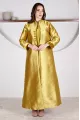 عباية 01047 قماش حريري من التفتا باللون الأصفر الخردلي