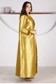 عباية 01047 قماش حريري من التفتا باللون الأصفر الخردلي