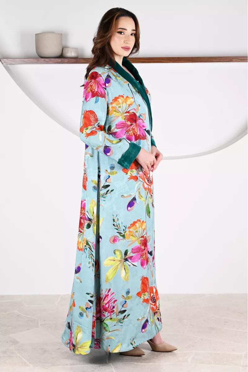 عباية 01055 عباية بليزر متداخلة من قماش فيسكوز رايون