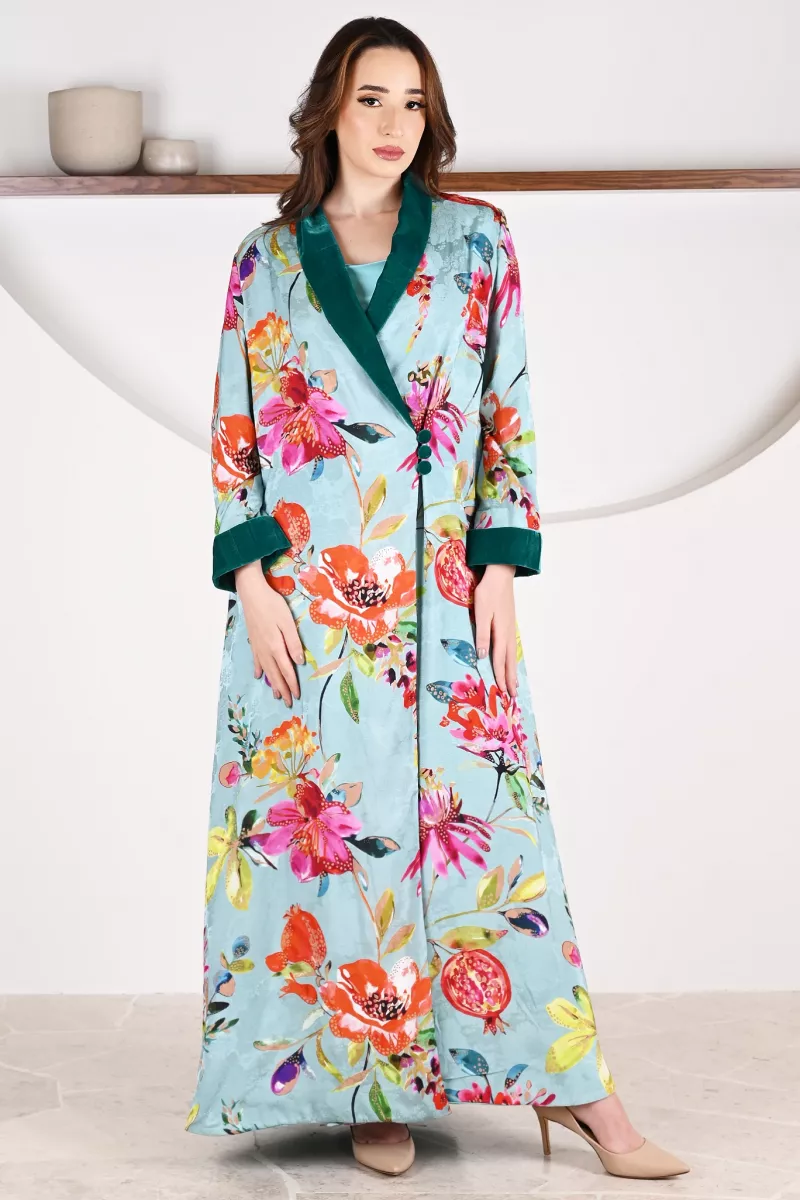 عباية 01055 عباية بليزر متداخلة من قماش فيسكوز رايون