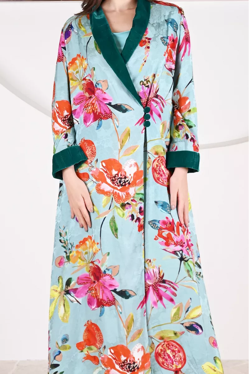 عباية 01055 عباية بليزر متداخلة من قماش فيسكوز رايون