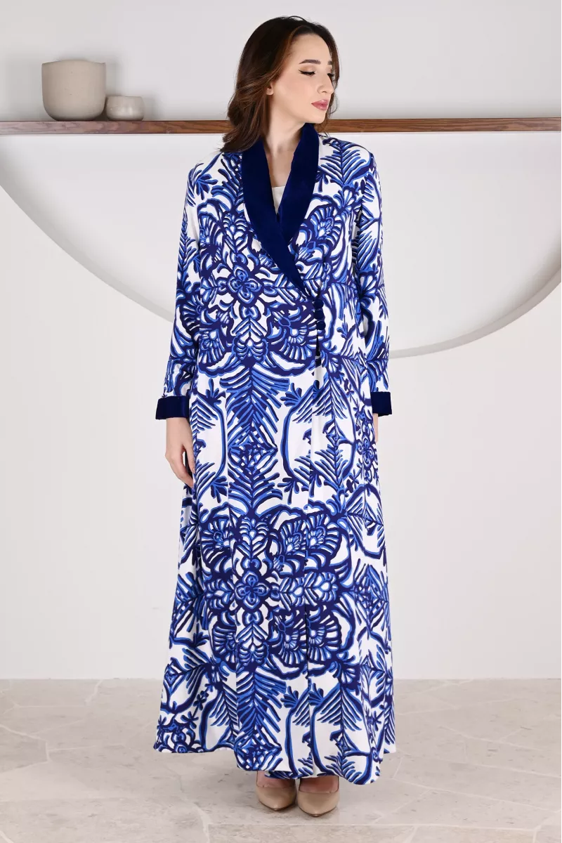 عباية 01063 عباية بليزر من قماش رايون مطبوع عباية 01063 عباية بليزر من قماش رايون مطبوع