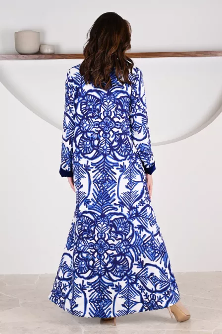 عباية 01063 عباية بليزر من قماش رايون مطبوع