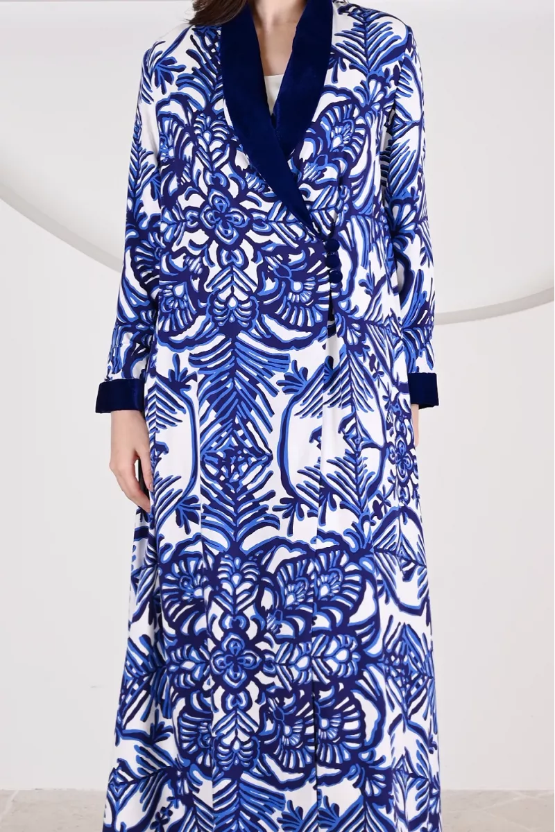 عباية 01063 عباية بليزر من قماش رايون مطبوع