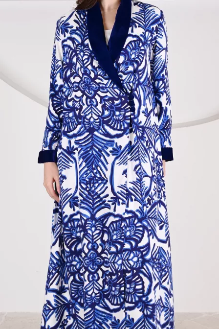 عباية 01063 عباية بليزر من قماش رايون مطبوع