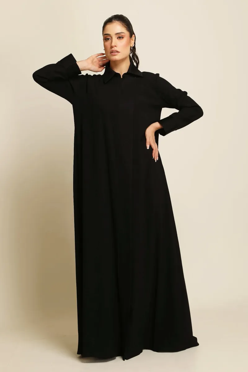 عباية كريب ناعم أسود 082