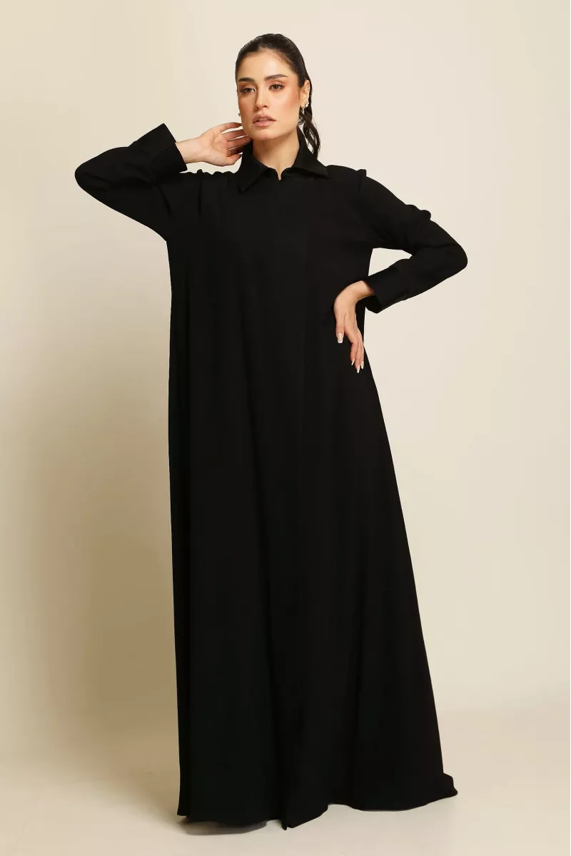 عباية كريب ناعم أسود 082