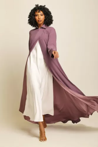 عباية كريب ناعم لون موڤ داكن 083