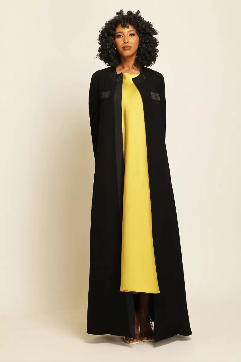 عباية كريب أسود 014 عباية كريب أسود 014