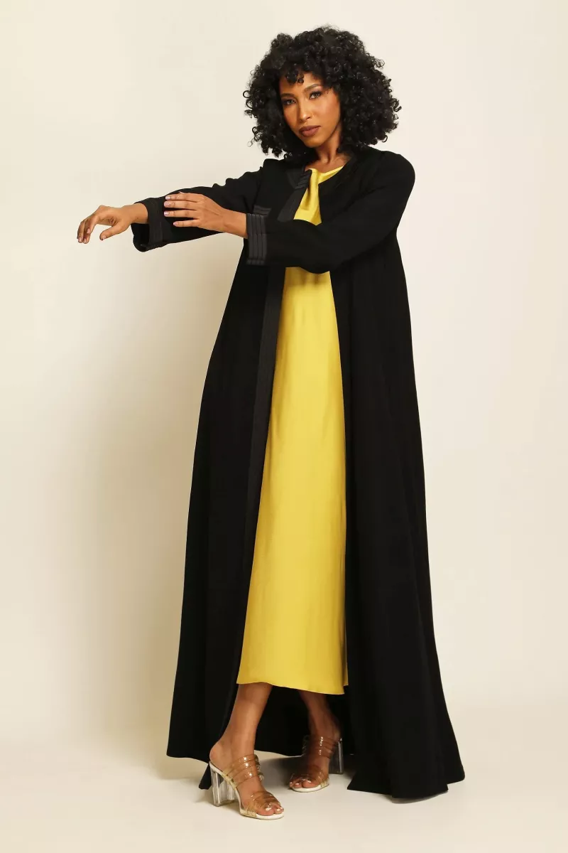 عباية كريب أسود 014