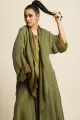 عباية دبل فيس سلك ثقيل أخضر زيتي ( أوليڨ جرين ) 077