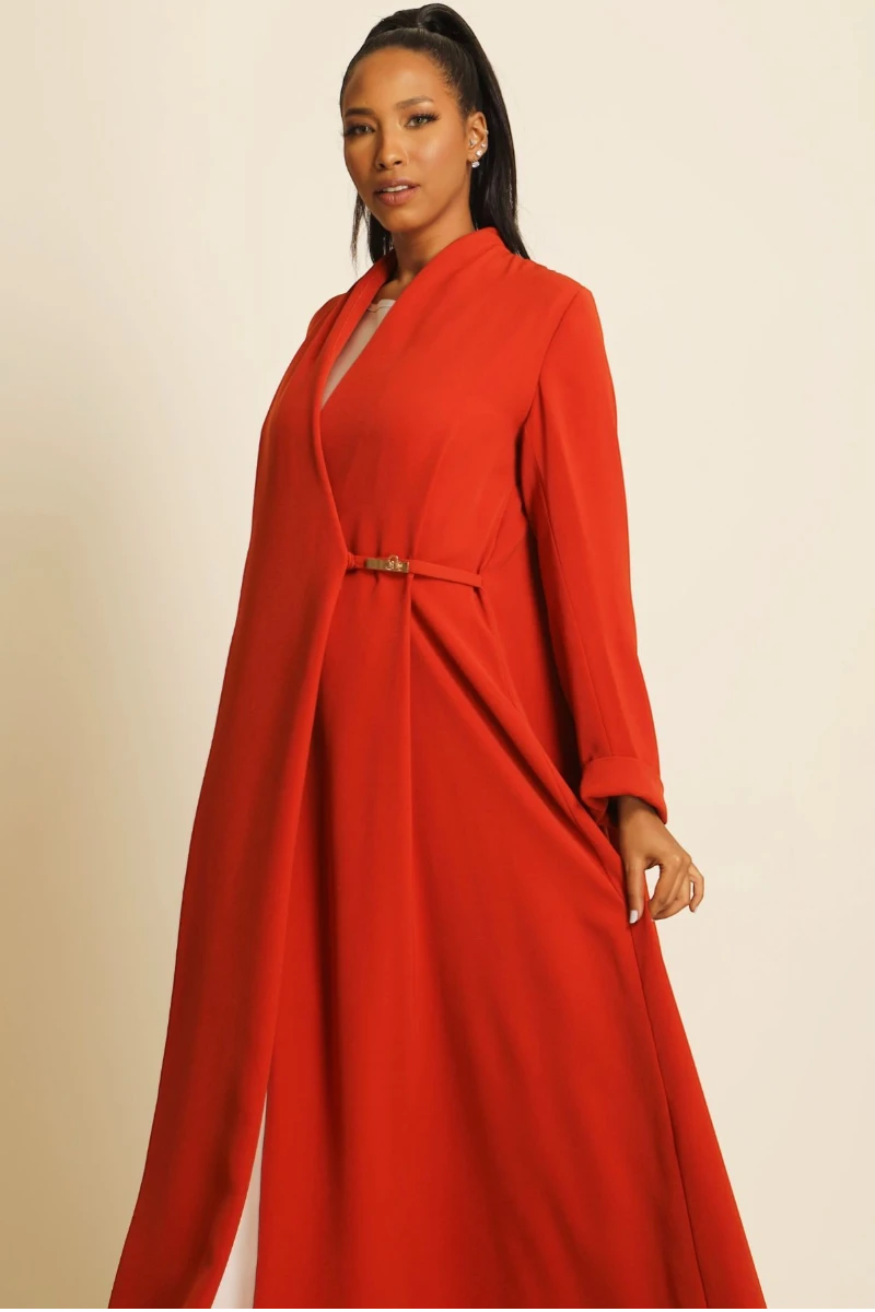 عباية كريب ناعم برتقالي ناري 060