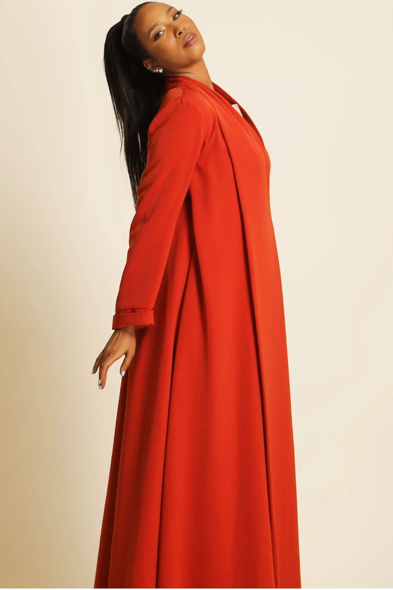 عباية كريب ناعم برتقالي ناري 060