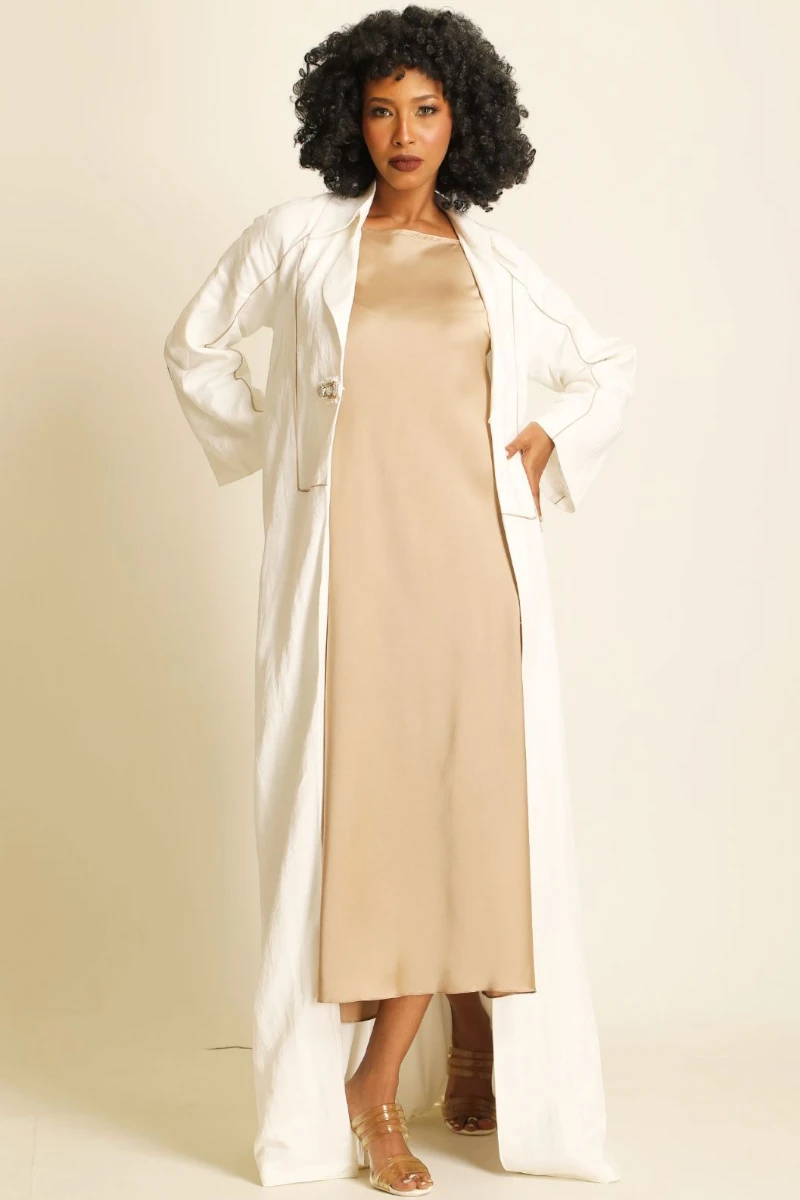 عباية لينين أوف وايت 079