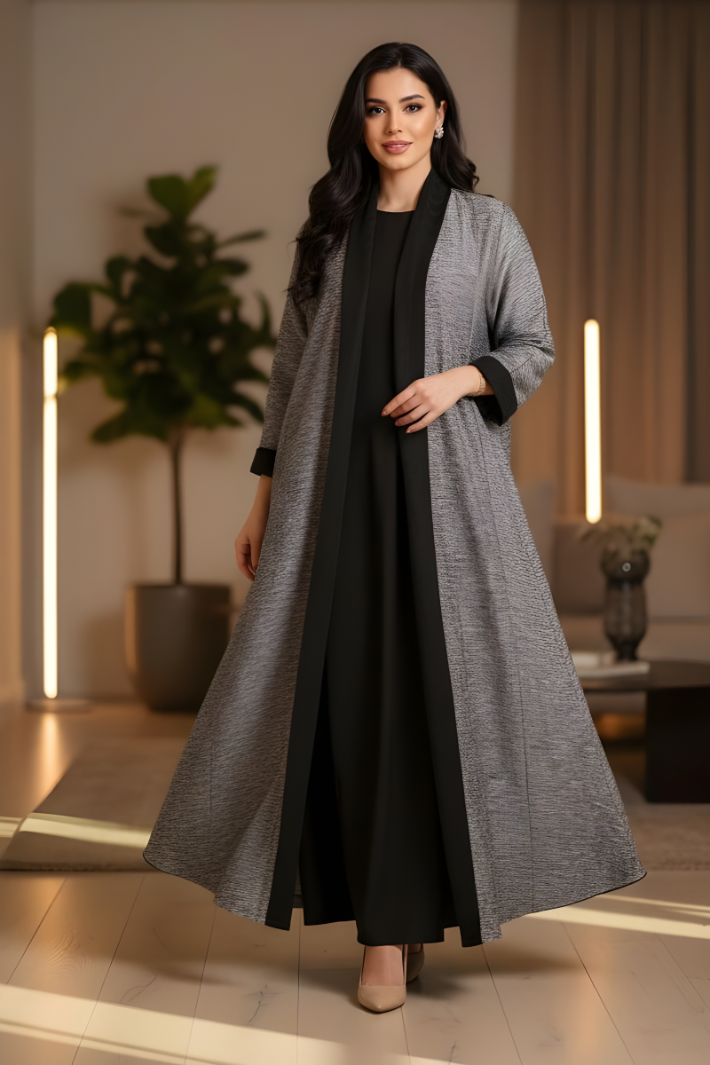 عباية تلبس من الجهتين لينين مع حرير 01023 عباية تلبس من الجهتين لينين مع حرير 01023