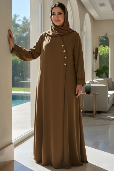 عباية كريب لون شوكو براون لايت 01067