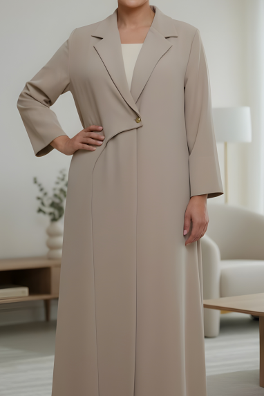 عباية كريب لون كوفي لاتيه 01070