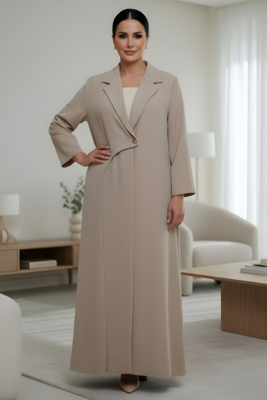 عباية كريب لون كوفي لاتيه 01070